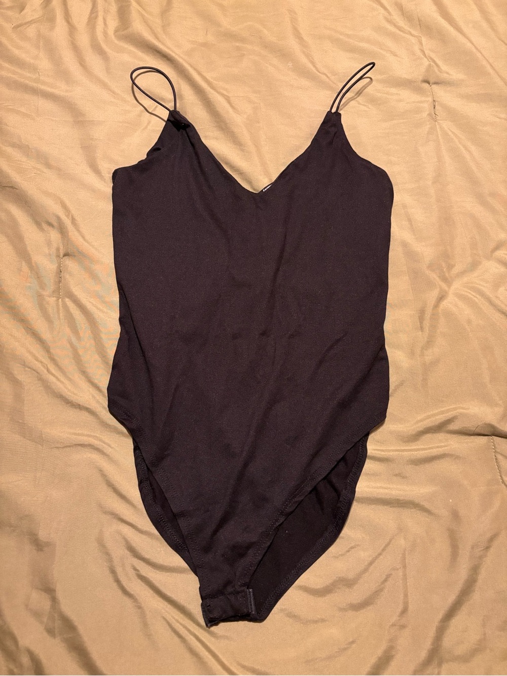 gaze Black V-Neck Bodysuit with Thin Straps